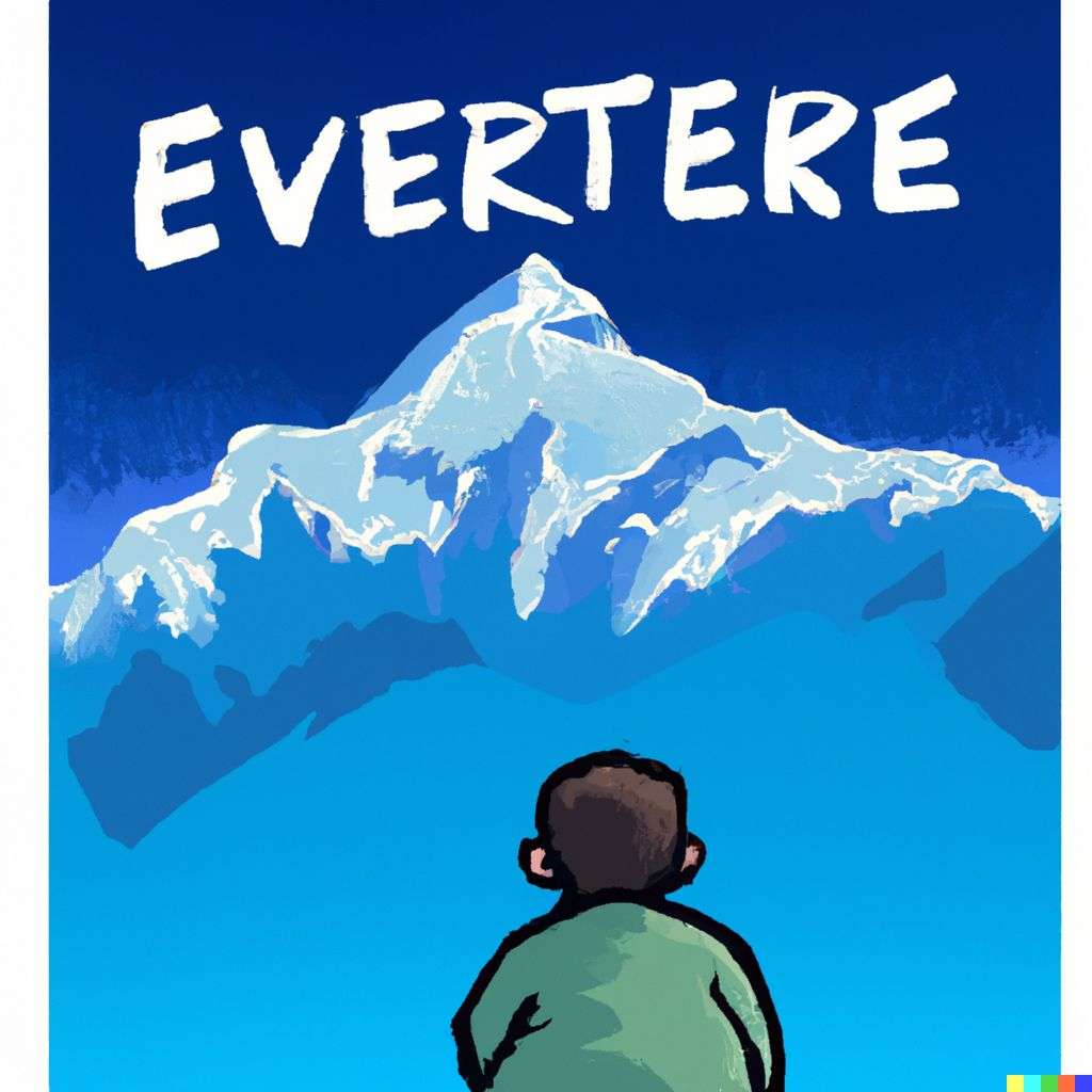 someone gazing at Mount Everest, promotional poster for a Pixar movie